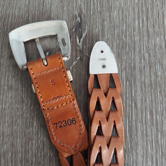 Vintage 1994 Southwestern Leather Link Belt w Metal Buckle & Loop Small - Picture 4 of 6